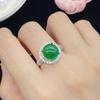 Popular Simulated Natural Ice Chalcedony Jasper & Diamond Open Ring for Women