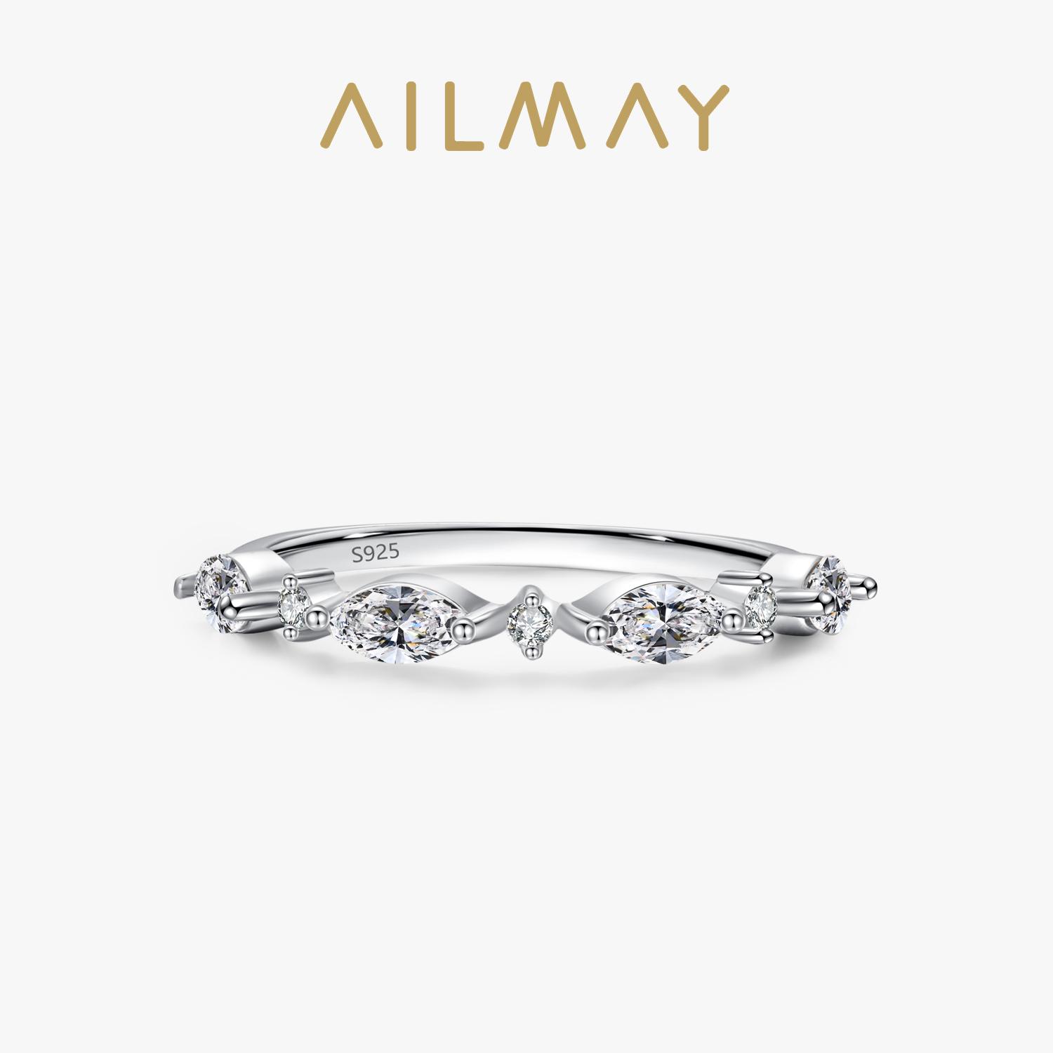 

Ailmay New Style Genuine 925 Silver Simple Oval 5A Clear CZ Rings For Women Fashion Wedding Statement Fine Jewelry 7