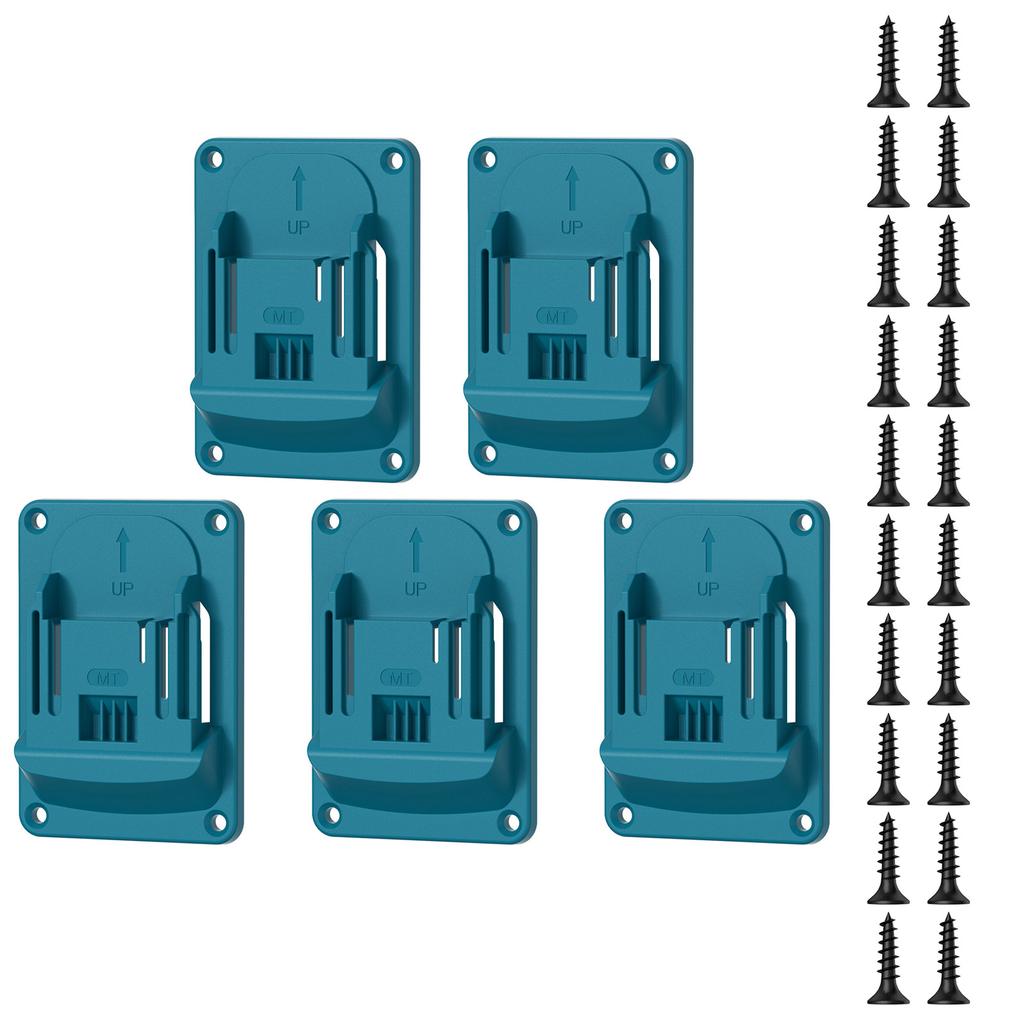 Wall Mounted Drill Holder Set Of 5 For 18V Cordless Tools Heavy Duty ABS Bracket With Secure Storage Space Saving Design