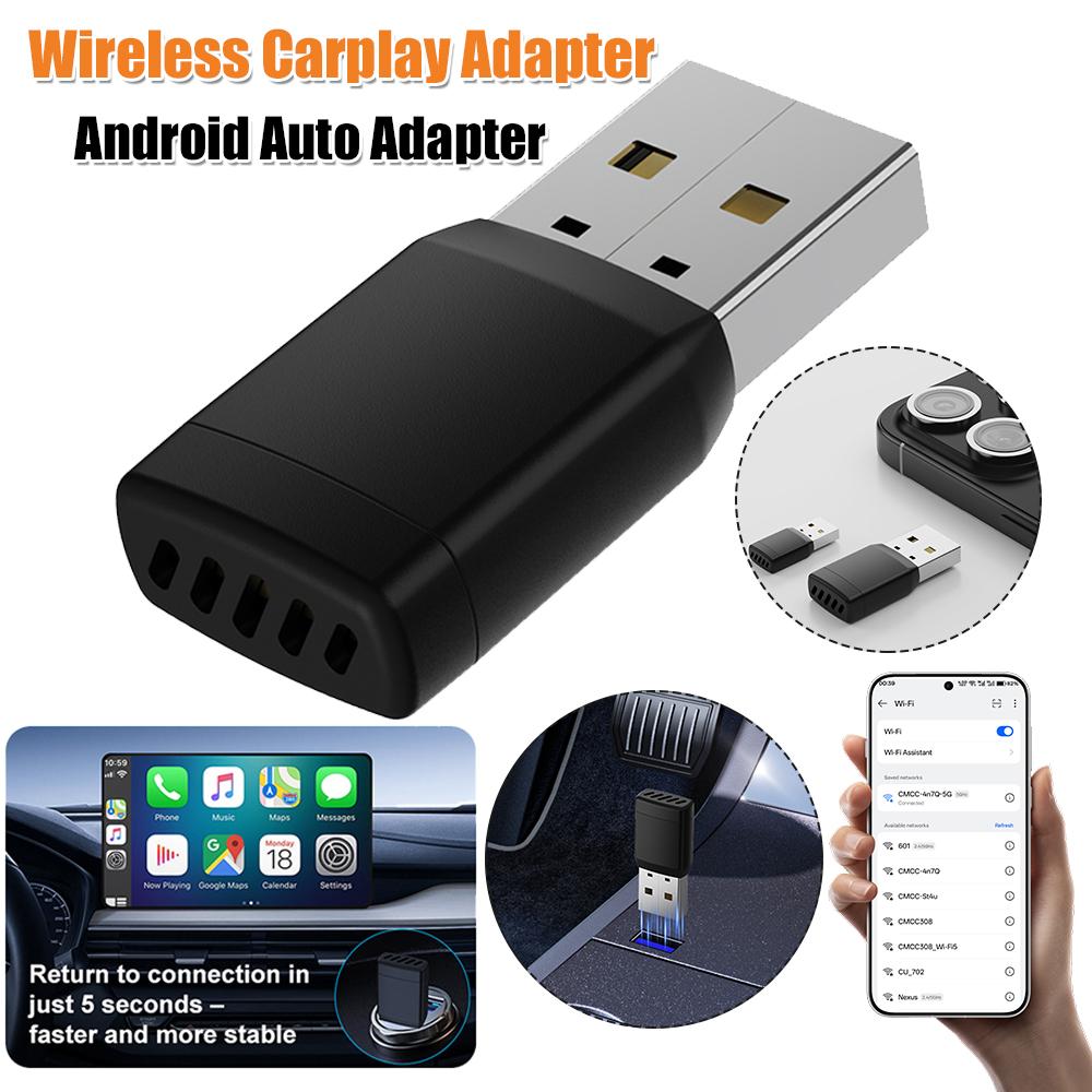Wired To Wireless Carplay & Android Auto Smart Mini Adapter Box USB Plug and Play for OEM Wired CarPlay Android Auto Car Systems