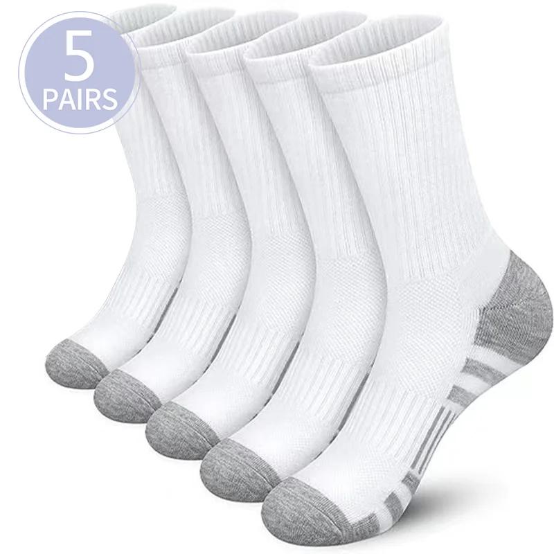 5 Paar Sportsocken für Herren, Sport- und Laufsocken, Wadensocken, gepolstert, atmungsaktiv, Outdoor-Crew-Socken für Männer und Frauen