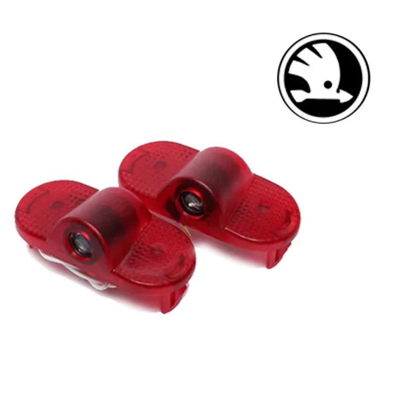 WMZW4 2PCS for Skoda VRS Fabia Octavia Roomster Superb Car Door Welcome Courtesy Logo Lights Ghost Projector Shadow Lamps Accessories