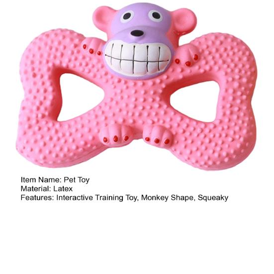 Squeaky Monkey Dog Toy Latex Monkey Shape Puppy Chew Toy Interactive Dog Teething Toy for Aggressive Chewers Teeth Cleaning Tug-of-War