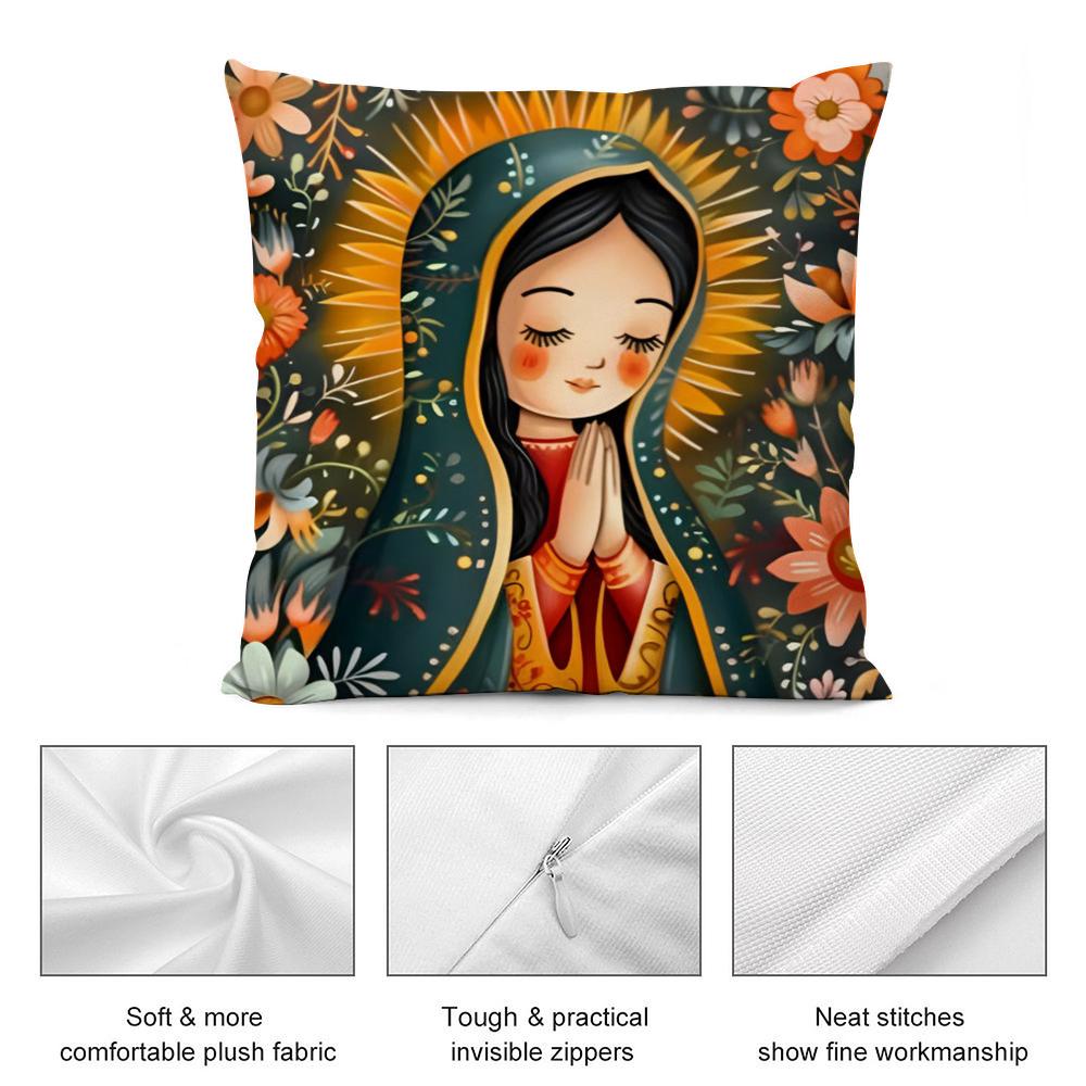 Our Lady of Guadalupe Cushion Cover Soft Plush Fabric DoubleSided Printed Cushion Covers for All Seasons Modern Home Decor
