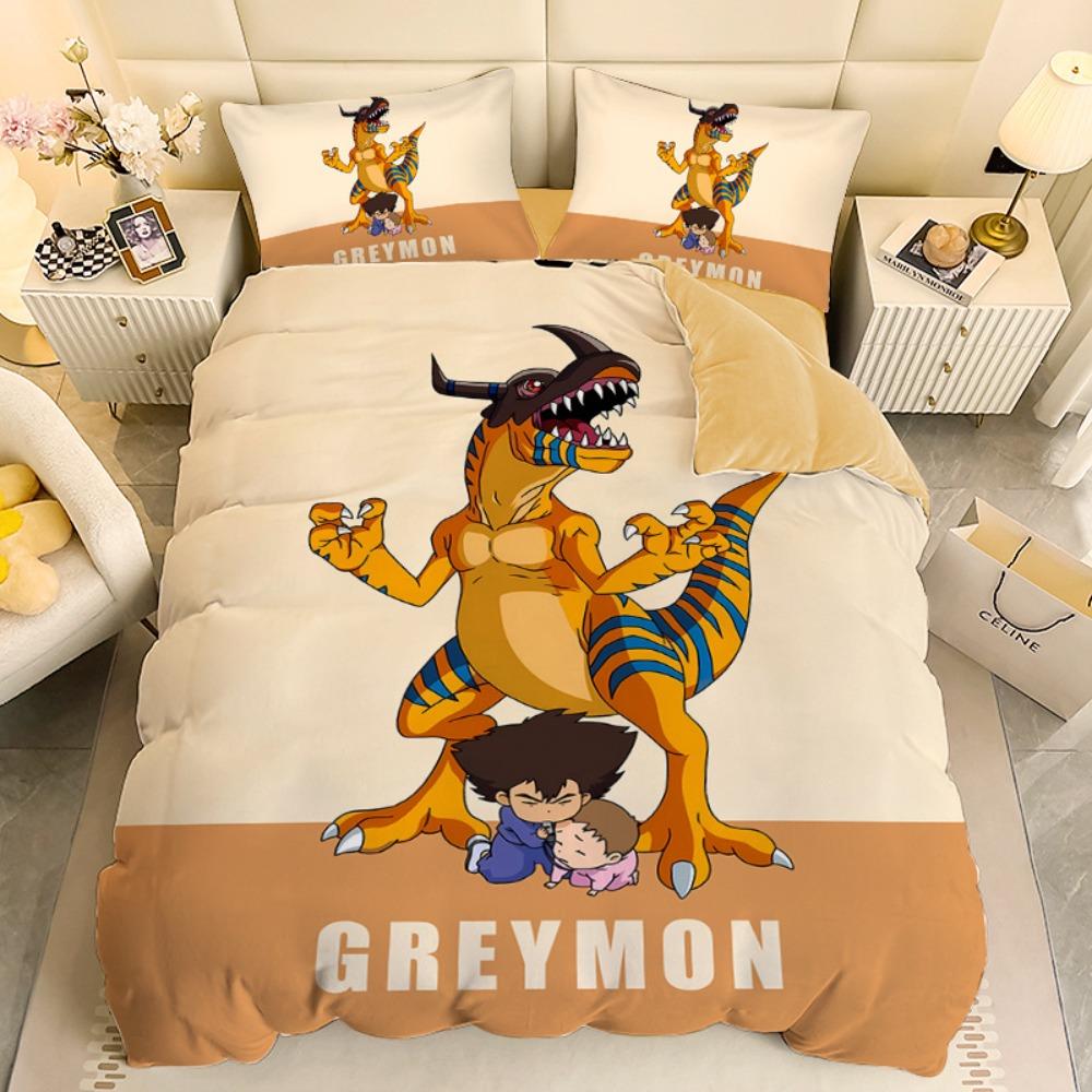 Anime Digital-monsters Bedding Set Digimon Duvet Cover and Pillowcases Unfilled Single Double Bed Adult Boy Girl Gift