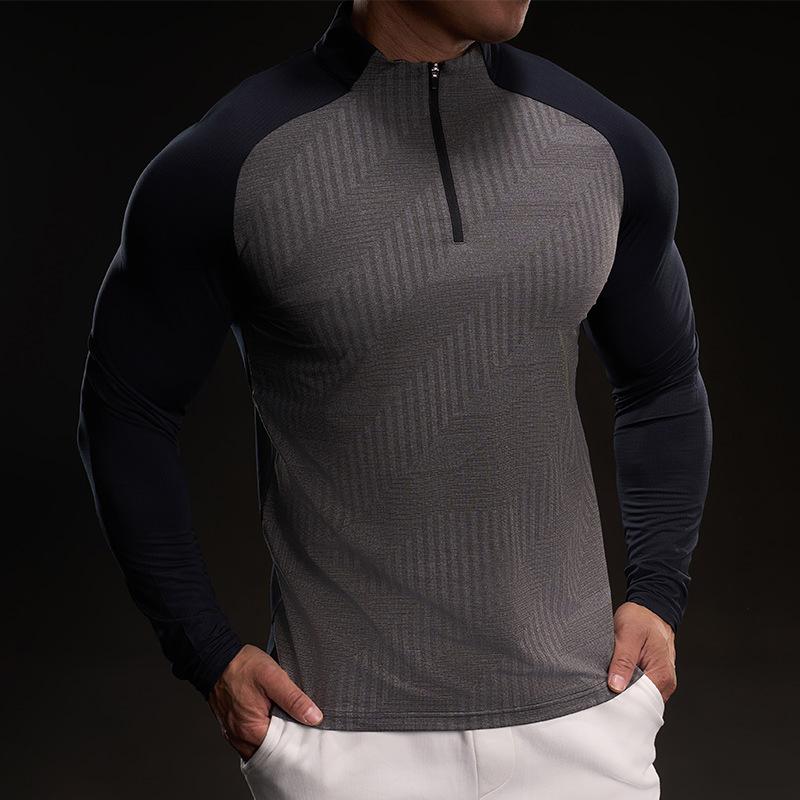 New Long-sleeved Training Suit T-shirt Men's Slim Sports Bodysuit Casual and Fashionable Pure Color