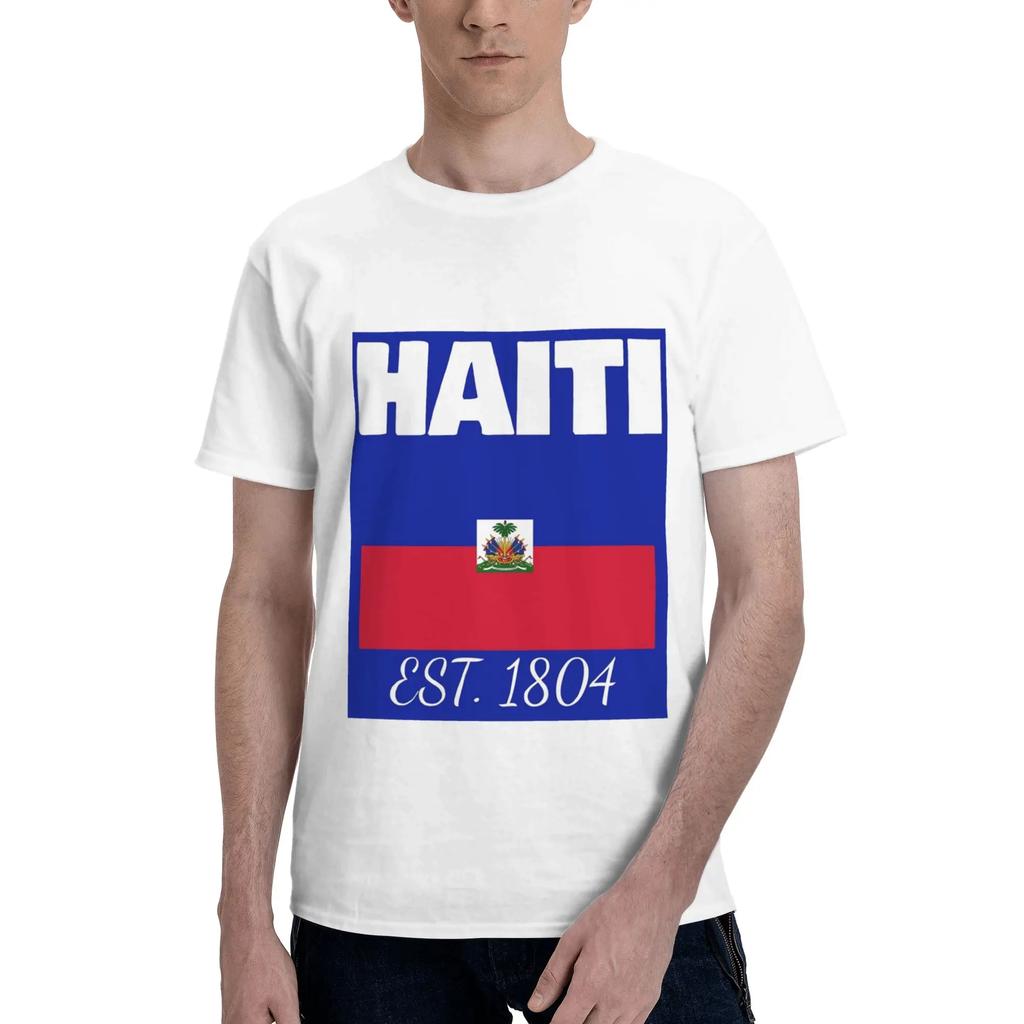 Haiti EST 1804 Independence Haitian Flag Merch 100 Cotton TShirt Mens Oversized T Shirts Men Crew Neck Short Sleeve S6XL