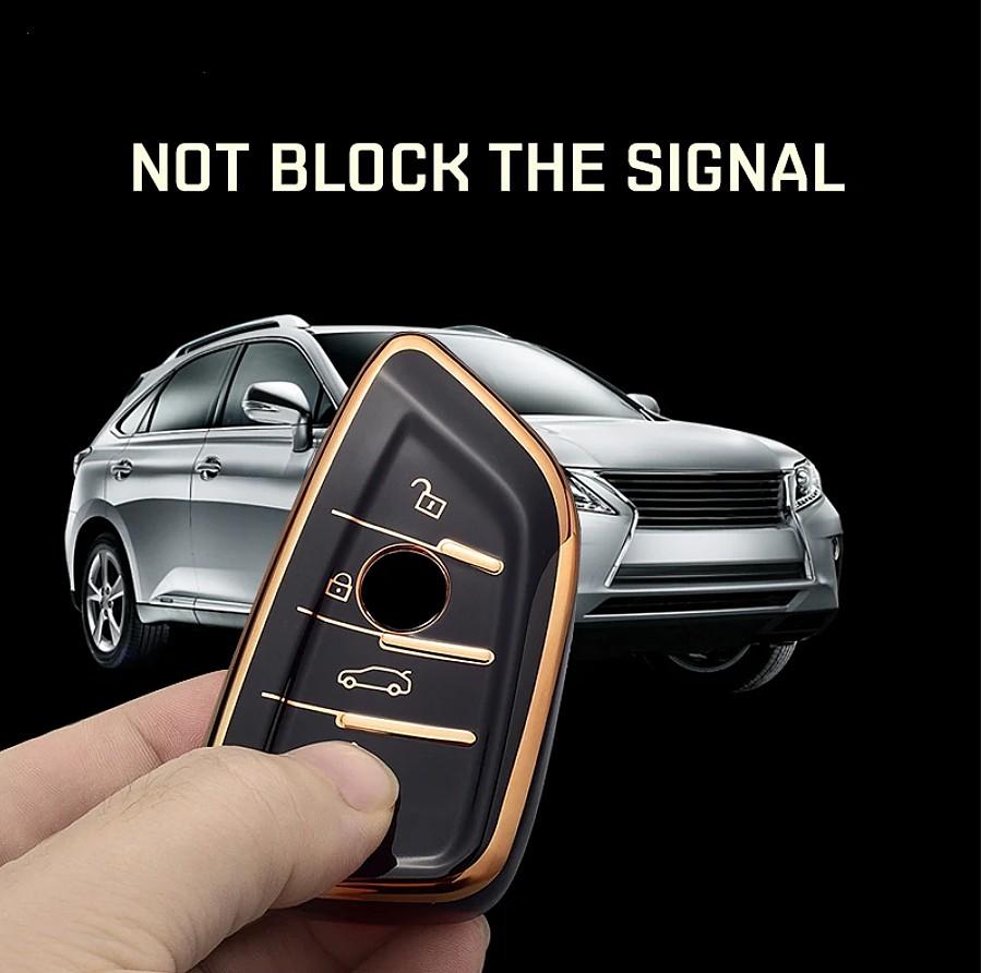 TPU Golden Edge Style Car Key Case Cover Shell Fob For BMW X3 X5 X6 F30 F34 F10 F20 G20 G30 G01 G02 G05 F15 F16 1 3 5 7 Series