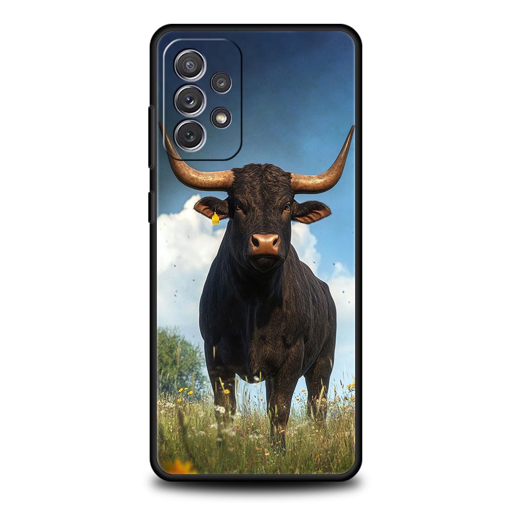 Phone Case For Samsung Galaxy A15 A13 A35 A55 A51 A71 A41 A31 A21S A03S A05 A17 A23 A25 A33 A53 A73 5G A07 4G Cover Bull Animal
