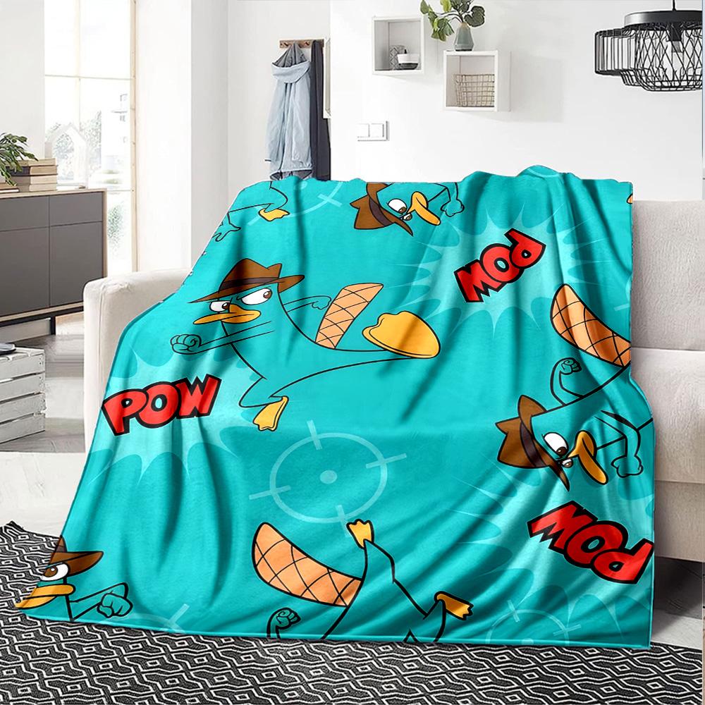 1pc Phineas and Ferb2 Blanket, Gift, for Men and Women, Soft Blanket, Good for Sofa Bed Couch Travel, Lightweight Flannel Blanket