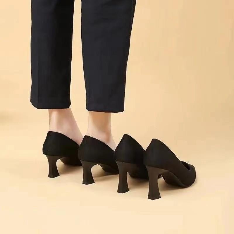 High Heels Women's New Breathable Etiquette Work Shoes Pointed Black High Heels Not Tired Feet Single Shoes