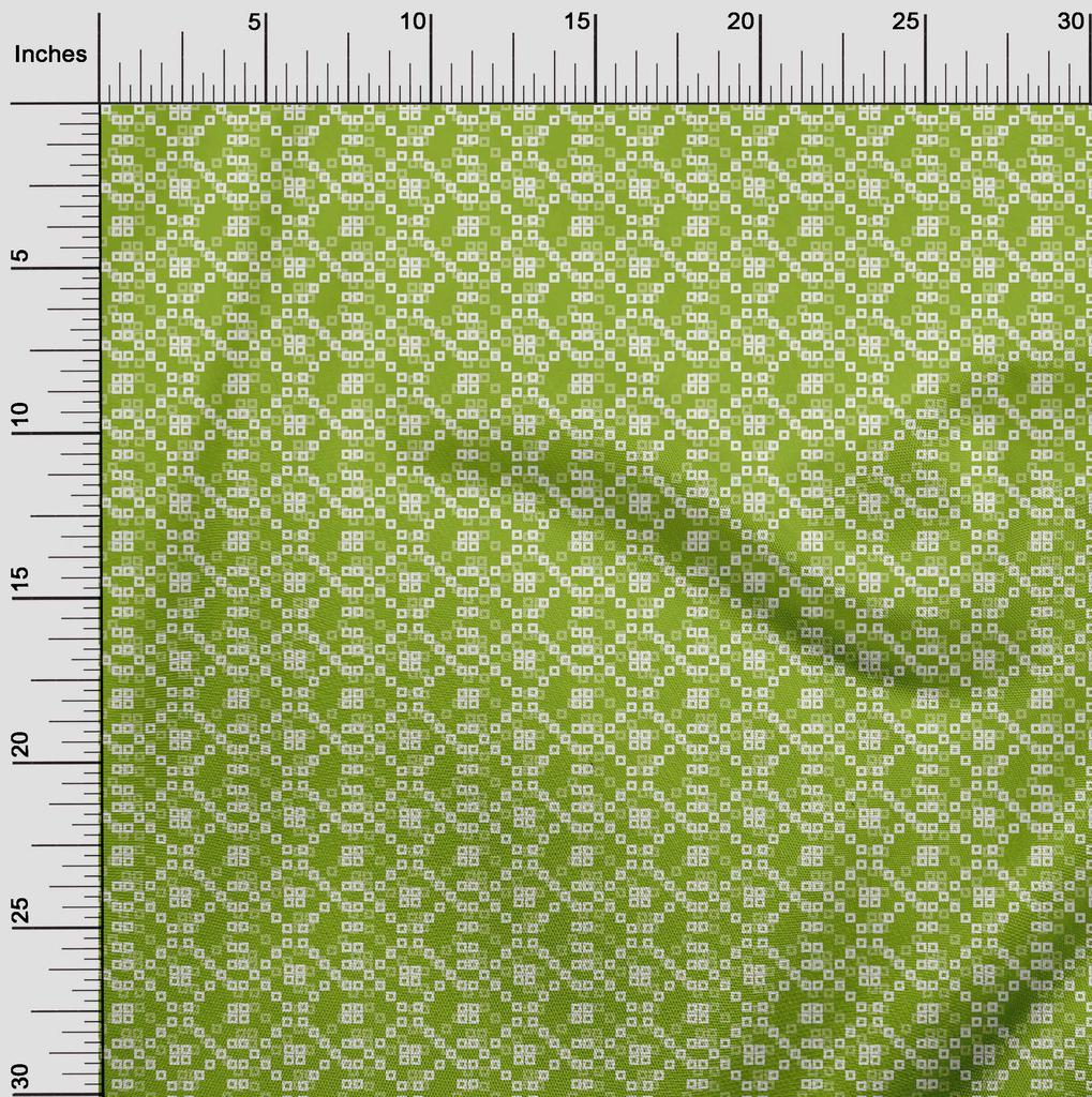 oneOone Cotton Flex Green Fabric Geometric Bandhani Fabric For Sewing Printed Craft Fabric By The Yard 40 Inches
