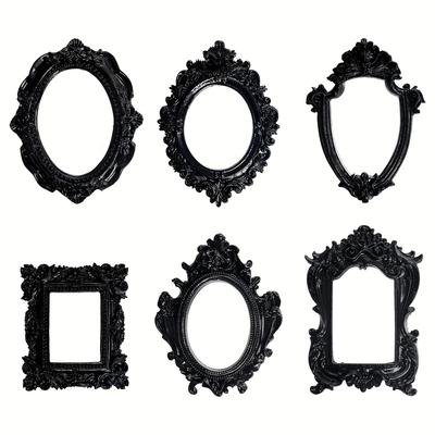 6 Pcs Dark Elements Vintage Mini Photo Frames Vintage Resin Black Photo Frames Vintage Mini Photo Frames Creative Oval Photo Frames