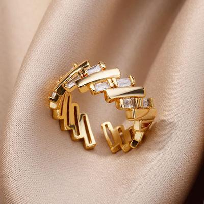 Zircon Bar Rings For Women Stainless Steel Bar Opening Geometric Ring  Trending Luxury Wedding Aesthetic Jewelry Anillos