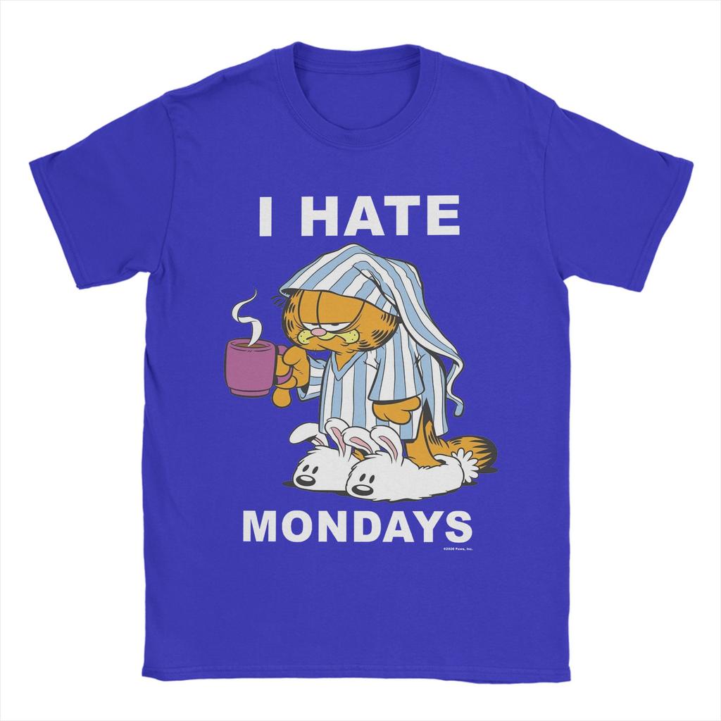 Leisure Garfields I Hate Mondays Coffee T-Shirt Men 100%Cotton Short Sleeve  Round Neck Summer Tops Shirts