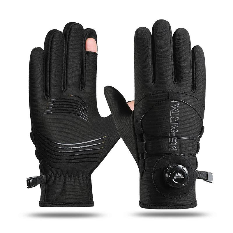 1Pair Men Winter Warm Full Fingers Waterproof Cycling Outdoor Sports Running Motorcycle Ski Touch Screen Fleece Gloves.