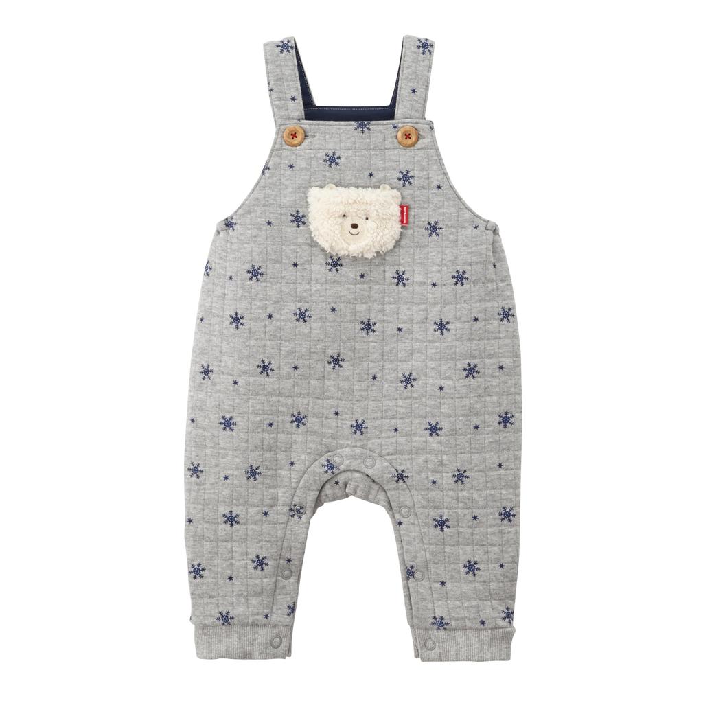 MIKI HOUSE HOT BISCUITS Overalls Gift Set for Boys and Girls, Baby Clothes, Baby Gift, Gray, 80cm, Box Included, 74-9911-689