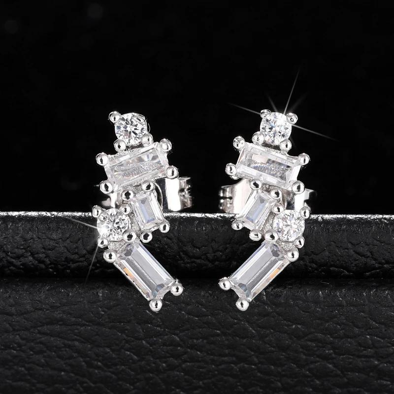 Chic Trendy Stud Earrings with Shiny Cubic Zirconia Delicate Graceful Ear Accessories for Women Elegant Wedding Jewelry