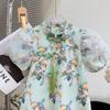 Girls' Summer Puff Sleeve Cheongsam Princess Dress