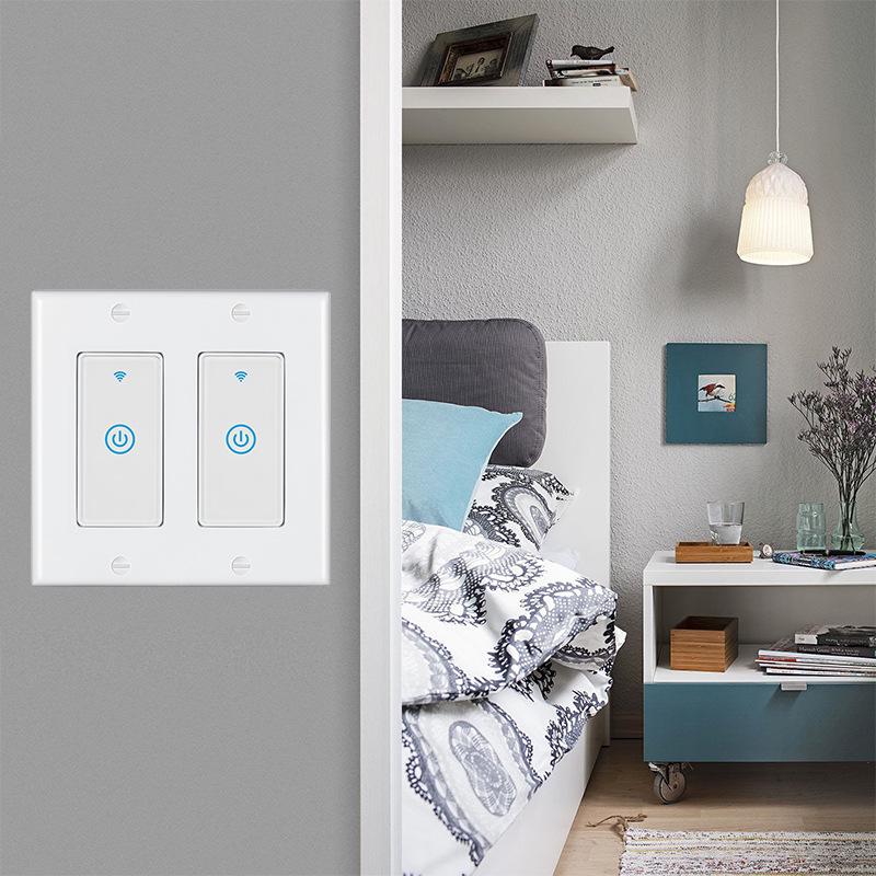 Smart WiFi 1-Gang Touch Wall Switch with Double Gang Faceplate, Alexa Compatible.