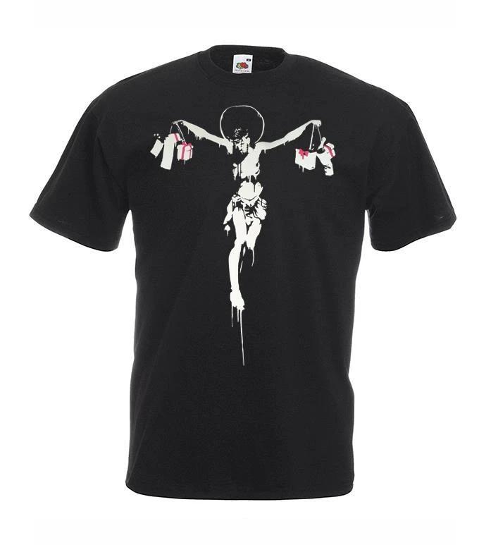 

Adults Banksy Christmas Capitalism Jesus Style Street Art Unisex Black 100% Cotton T-shirt Mens Tees Top 3XL