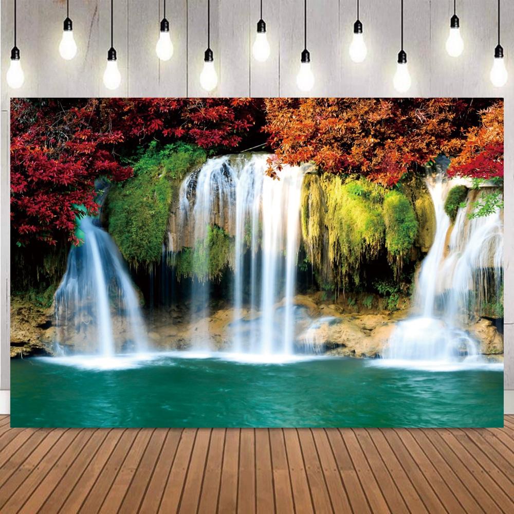 Spring Autumn Forest Waterfall Photo Backdrop Natural Landscape Summer Portrait Shooting Home Decoration Photography Background7
