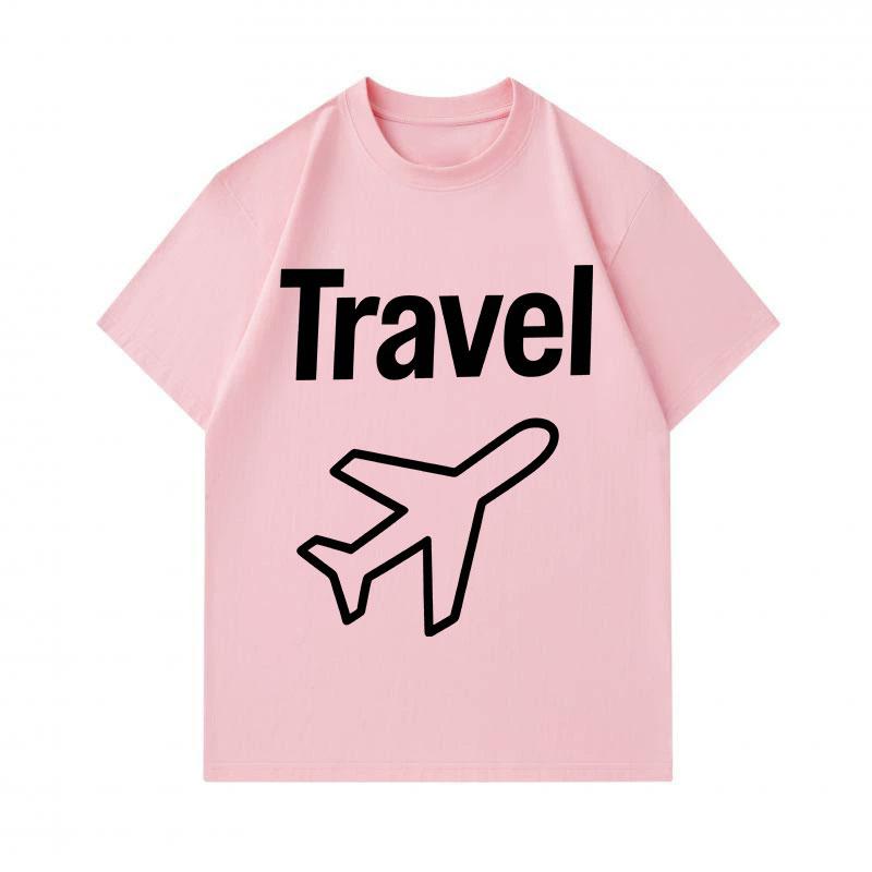 Men's 100% Cotton Crew Neck Short Sleeve T-Shirt, Casual Travel Airplane Graphic Print Comfortable Lightweight Tee For Daily Outdoor Vacation Street W