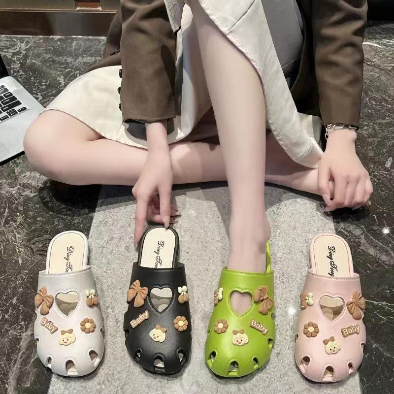 Women's summer flip flops Korean fashion home soft soled student cartoon half slippers