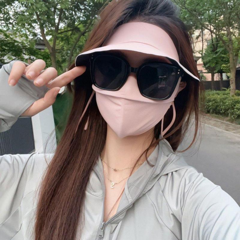 1PCS Polyester Ice Silk Mask Portable Sunshade Breathable Sunscreen Mask Outdoor With Brim Sun Protection Hats
