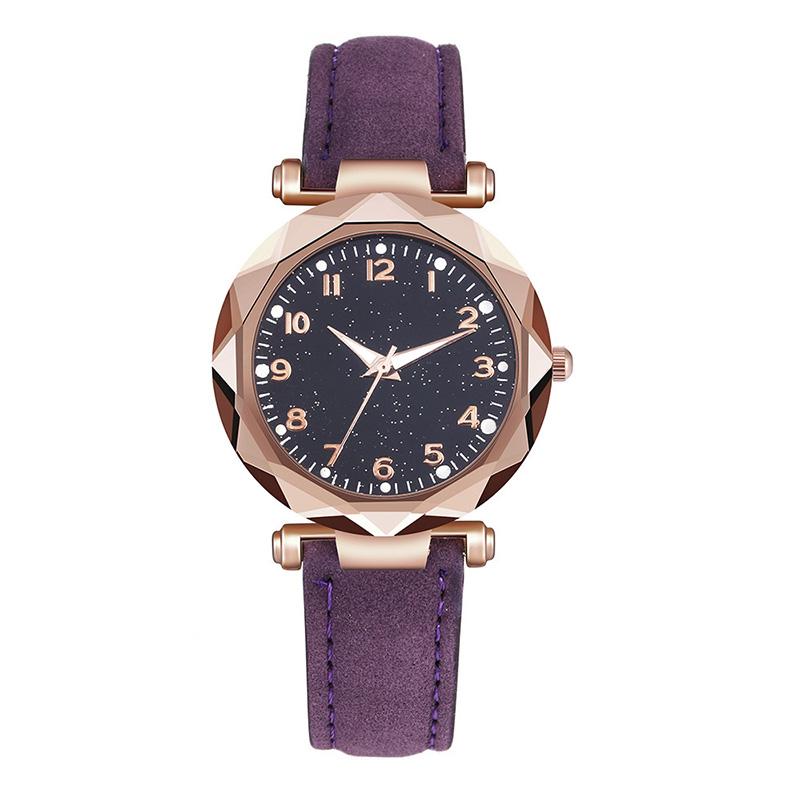 

Quartz Watch Luminous Leather Frosted Strap Women Casual Accessories Present Фіолетовий