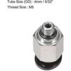 Straight Pneumatic Push-On Quick Connect Fitting M5 Male X 4mm Tube OD Silver, 1 Piece