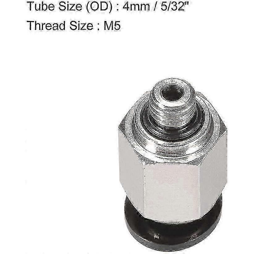 Straight Pneumatic Push-On Quick Connect Fitting M5 Male X 4mm Tube OD Silver, 1 Piece