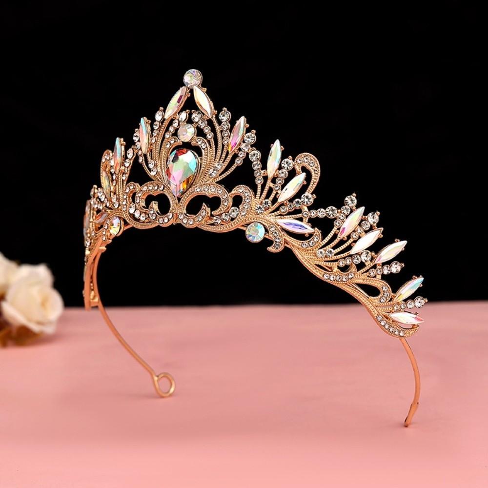 Antique Bronze Baroque Crown Vintage Princess Rhinestone Tiara Exquisite Queen Tiara Crown  Party