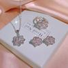 925  fashion niche design diamond shining personality earrings women's necklace flower ring set party birthday gift