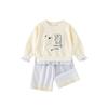 Girls Spring Autumn 2 Piece Set Cute Dog Embroidered Sweatshirt With Ruffle Plaid Casual Pants Stylish Kids Outfit