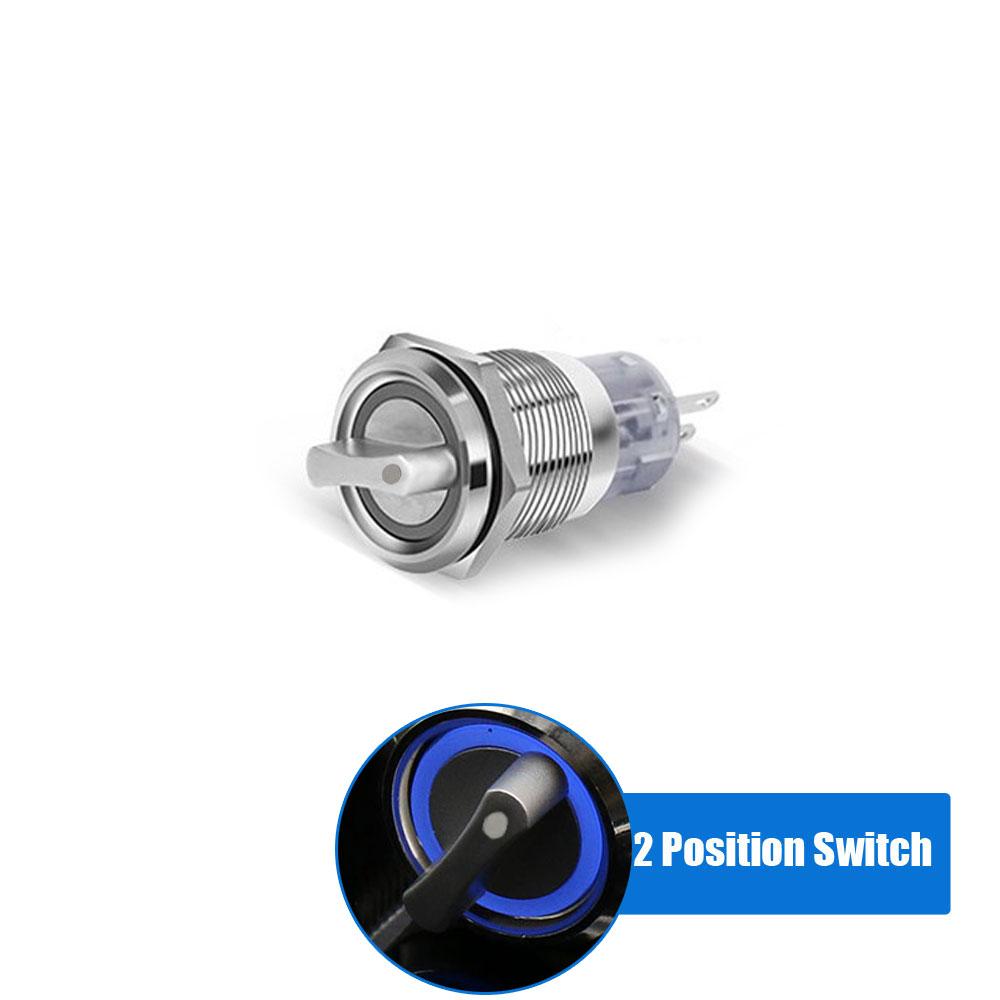 19mm Self-return Self-locking Fixation Waterproof DPDT Illuminated Metal Selector Rotary Switch 2/3 Position with LED