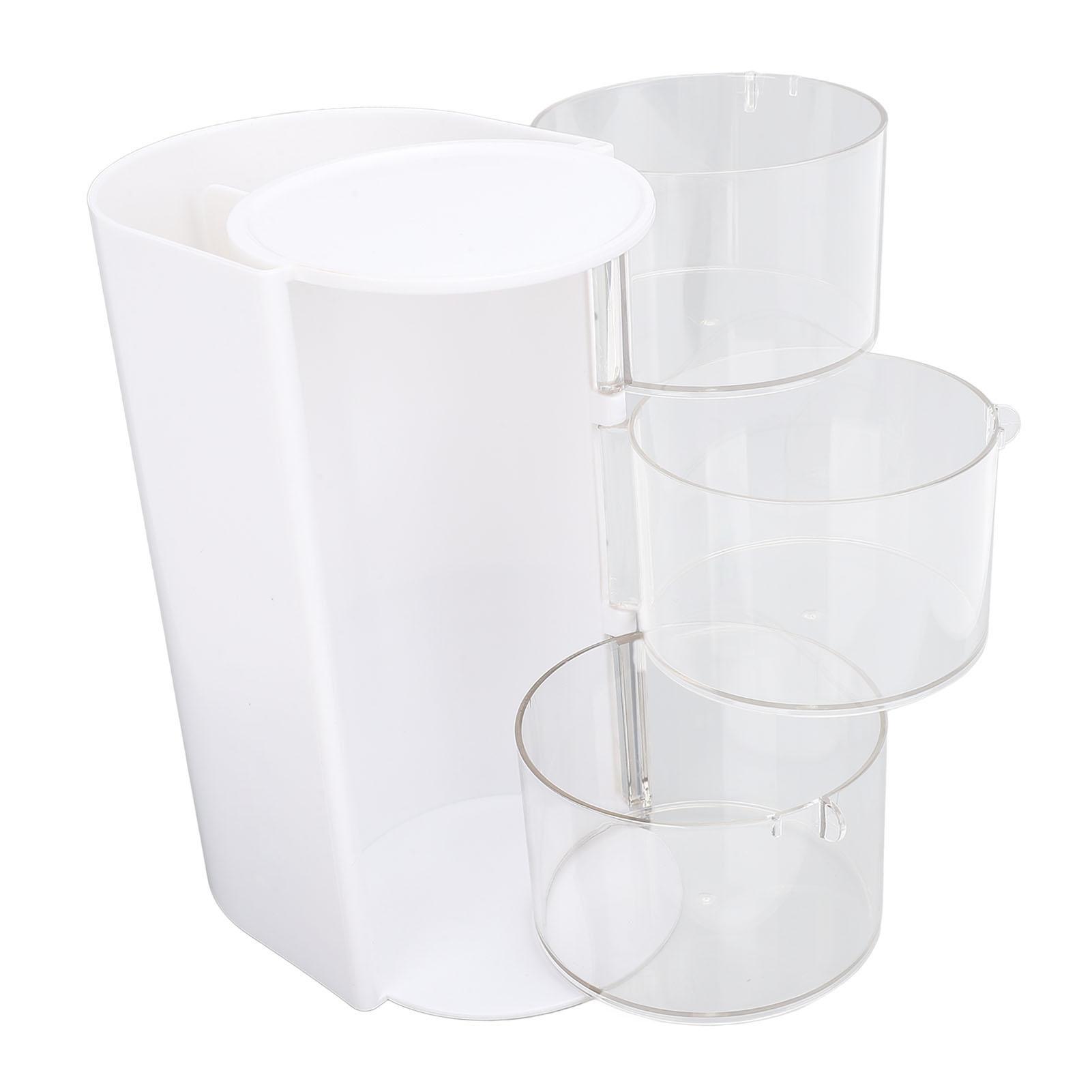 

2 in 1 Makeup Brush Holder Organizer with 3 Layer Drawers 180 Degree Rotation Clear Makeup Sponges Organizer White