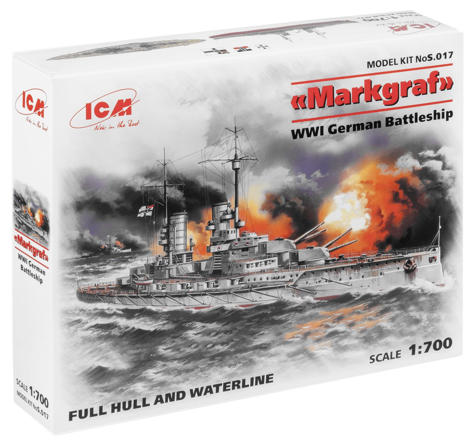 

ICM 1/700 German Dreadnought Battleship Markgraf Plastic Model S017
