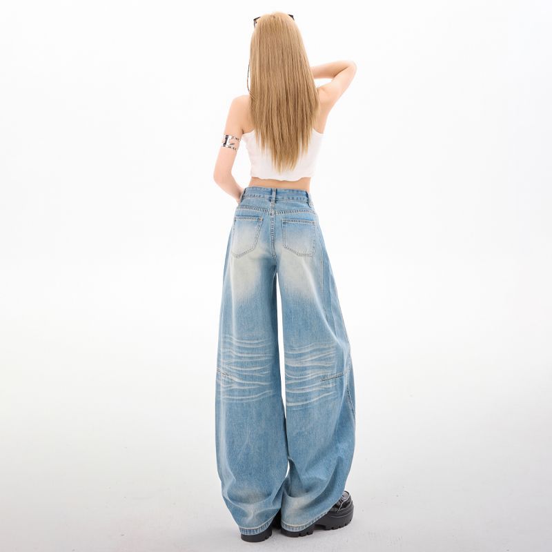 Spring Summer Y2K Ultra Soft Lyocell Micro Saber Cut Denim Pants For Ladies Casual Pants Oversize Denim Trousers