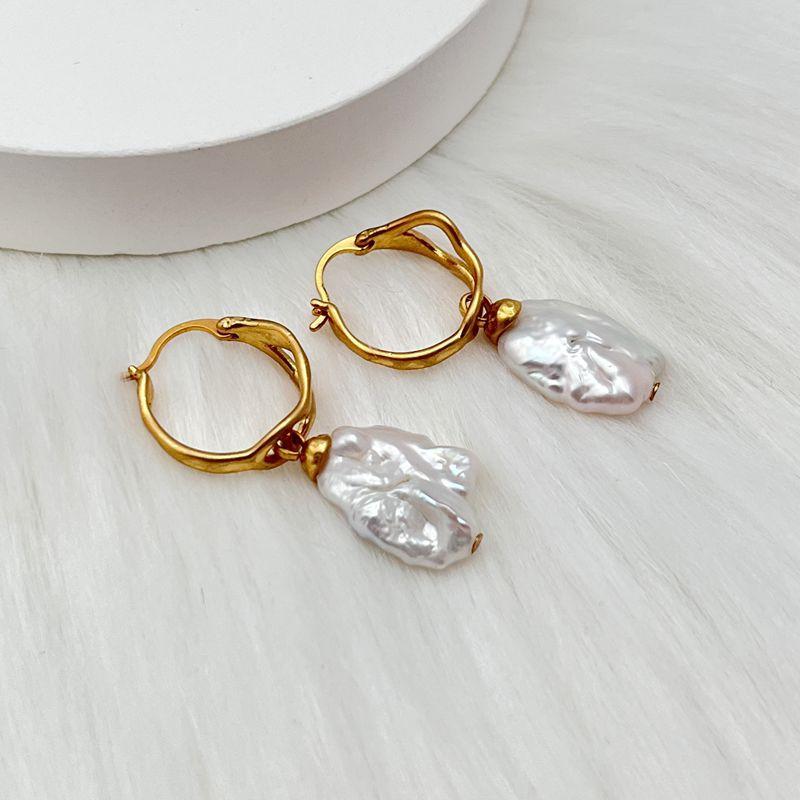 Natural Baroque Freshwater Pearl Earrings - Minimalist Elegance with Irregular Design, Stylish Dangle Earrings