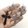 Men's Retro Antique Silver Vine Pattern Cross Necklace Pendant