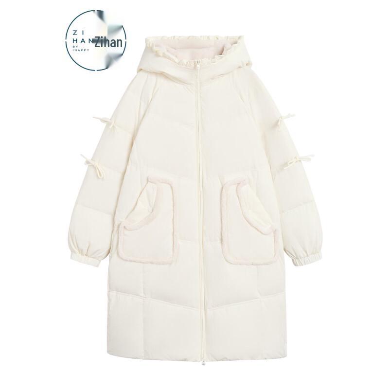 ZIHAN Women s Mid-Length Hooded Duck Down Puffer Jacket M
