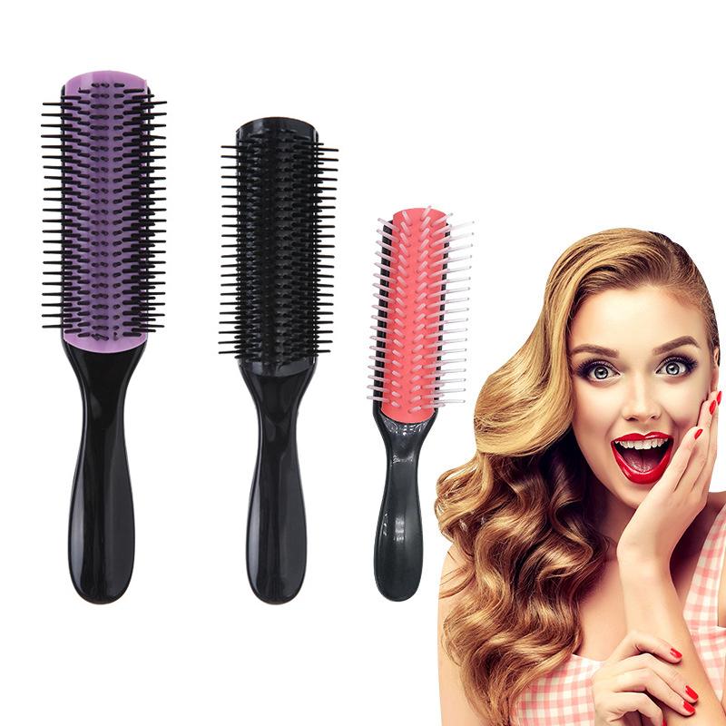 9-Rows Detangling Hair Brush Detangler Hairbrush Scalp Massager Straight Curly Wet Diy Hair Comb Brush