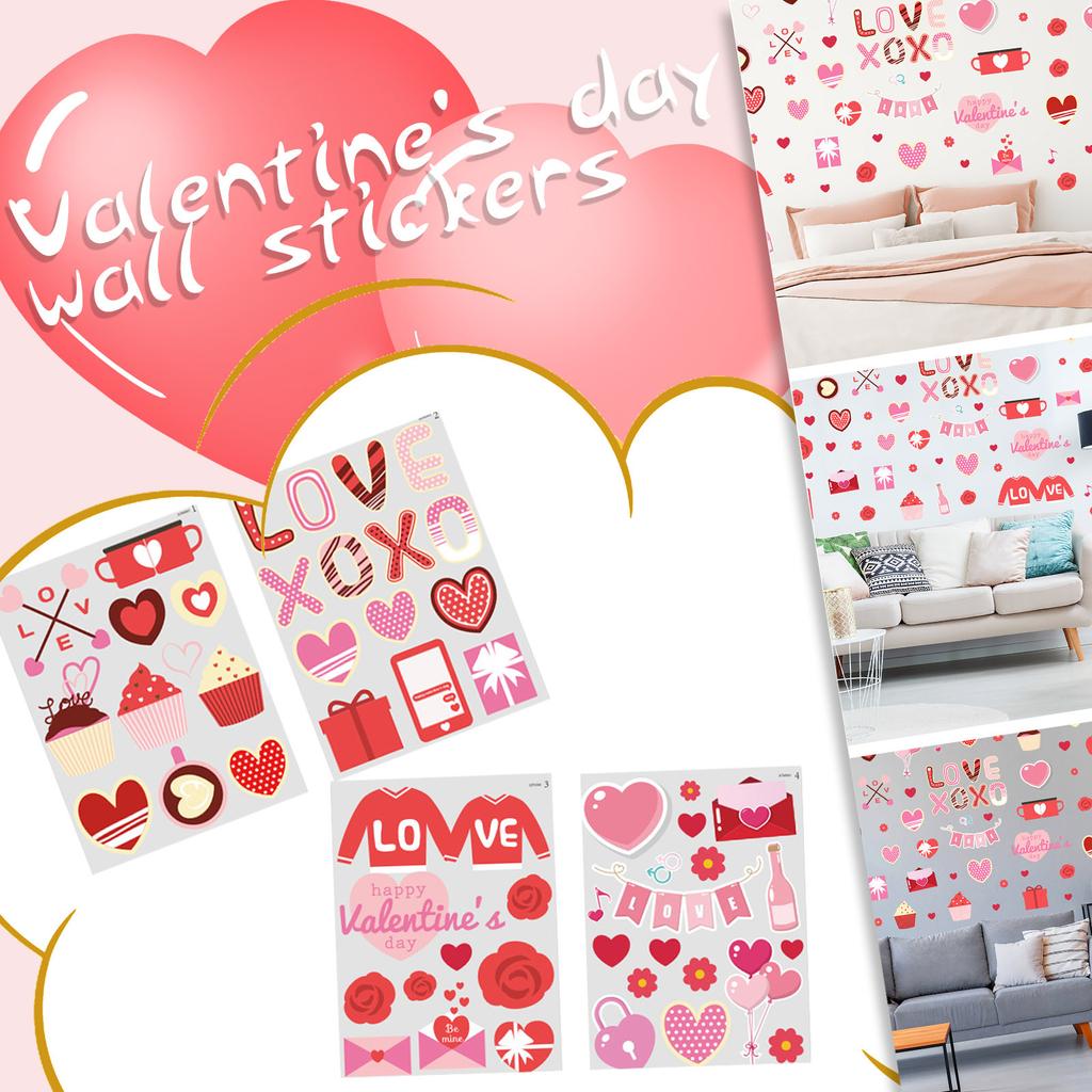 Buy Valentine's Day Wall Decal Wall Stickers Red Pink Wall Decor For