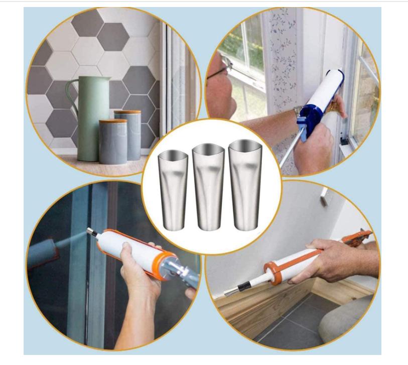 6 in 1 Silicone Caulking Tools, Caulking Tool Set Stainless Steel Sealant Caulk Nozzle Kit, Applicator Finisher Kit