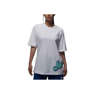 Alphabet Logo Print Loose Short Sleeve T-Shirt Women Tops White FQ0364-100