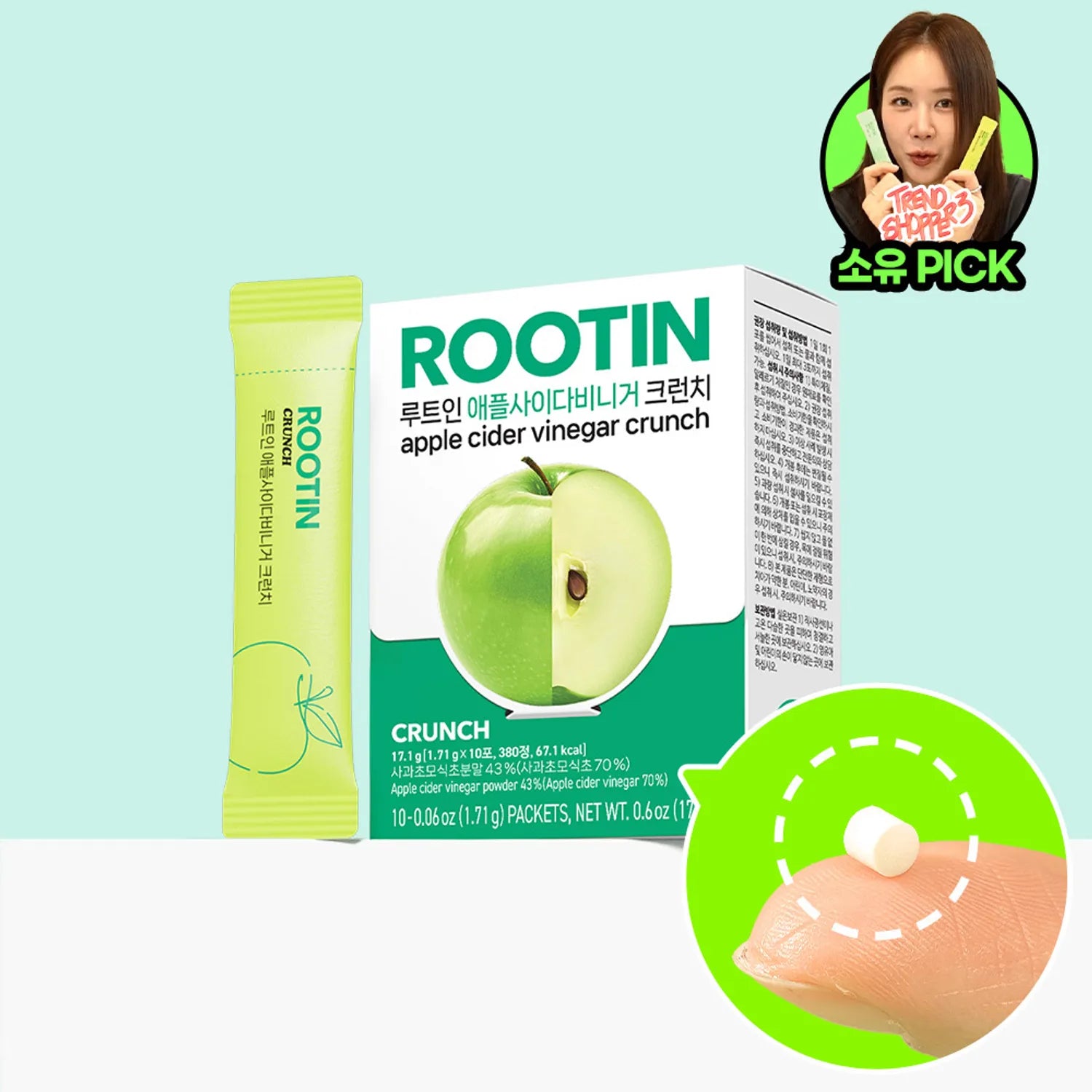 ROOTIN Apple Cider Vinegar Crunch 10 Sticks 1pack