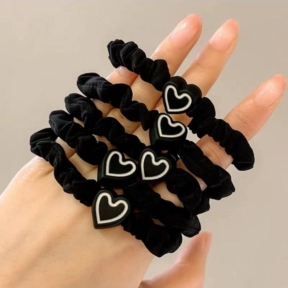 Heart Shape High Elastic Hair Rope Flannel Mini Hair Tie Durable Small Intestine Hair Band  Woman's