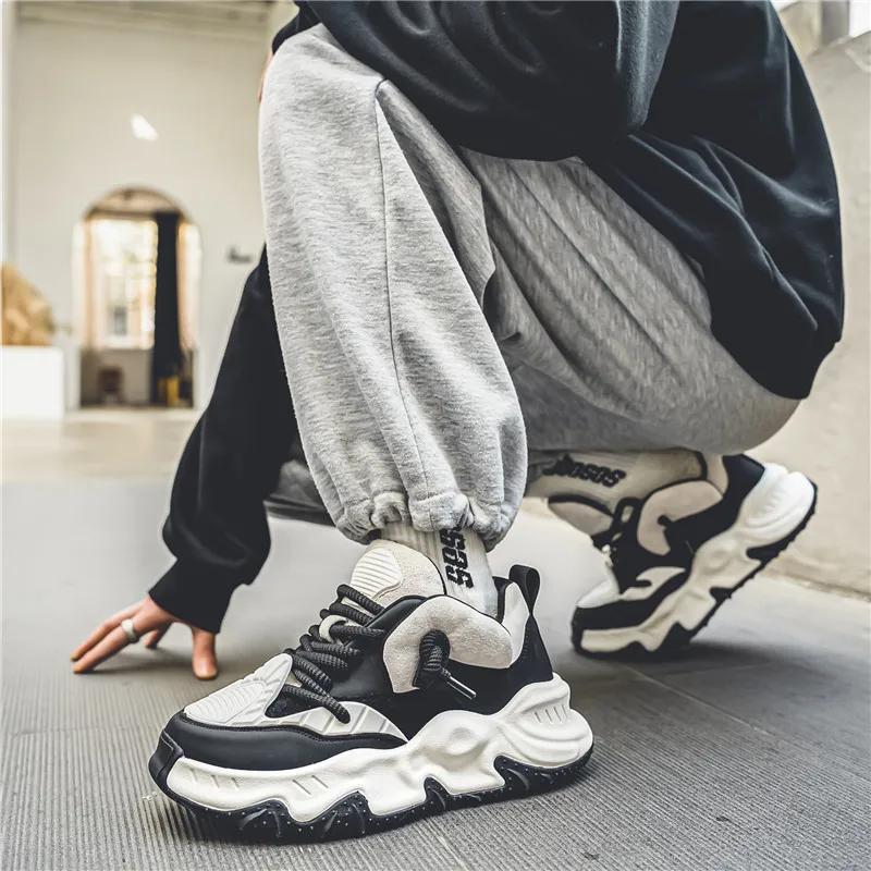 Vintage Bruna Herrars Vardagssneakers Vår och Höst Designer Chunky Sneakers Herrar Plattformsträningsskor Trendiga Street-skor Herr