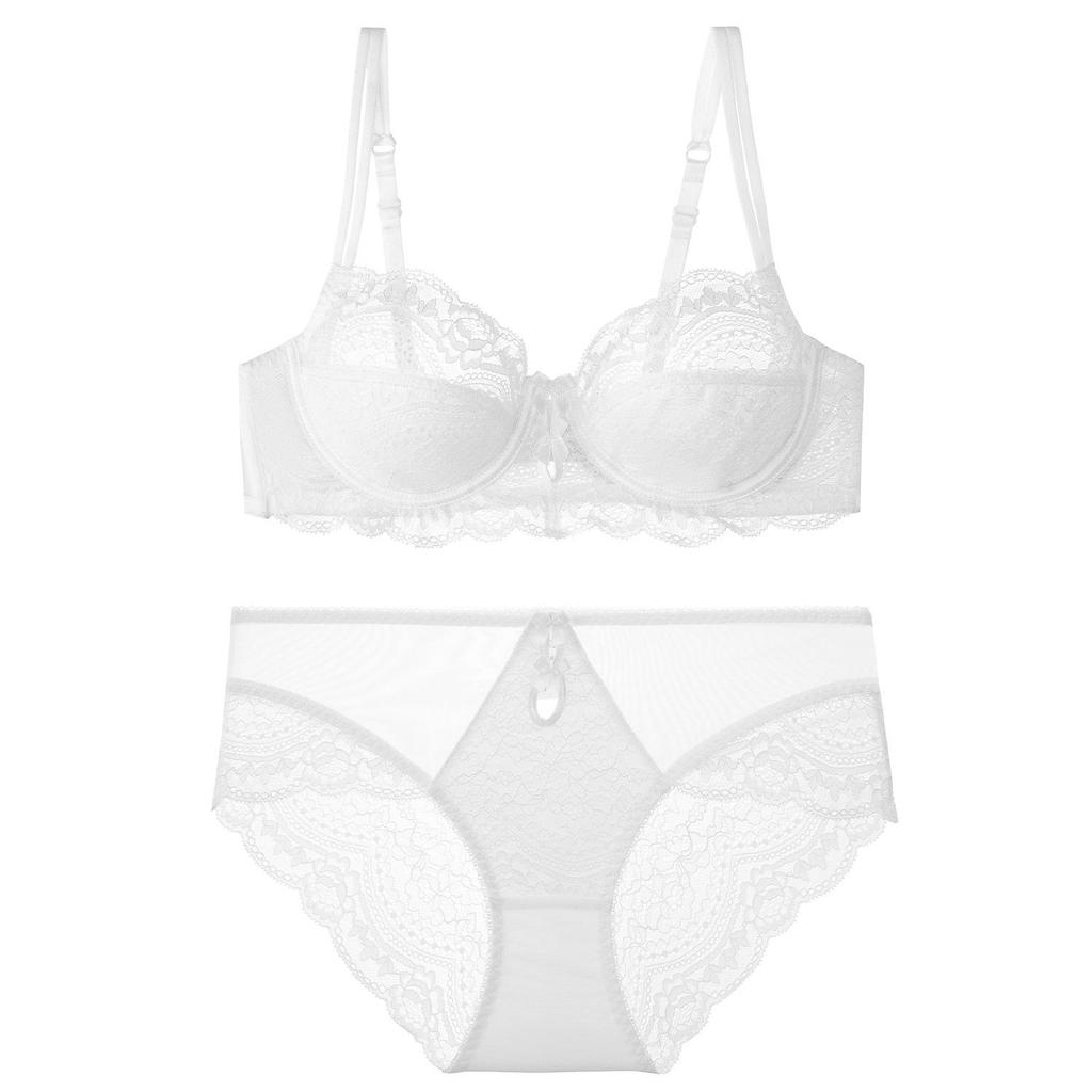 Red Lace Lingerie Set, Ultra-Thin Push-Up Bra, Flattering for Larger Busts, Pure Desire